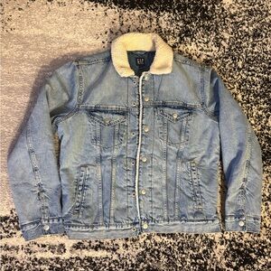 GAP Blue Denim Jacket with Cream Sherpa Lining